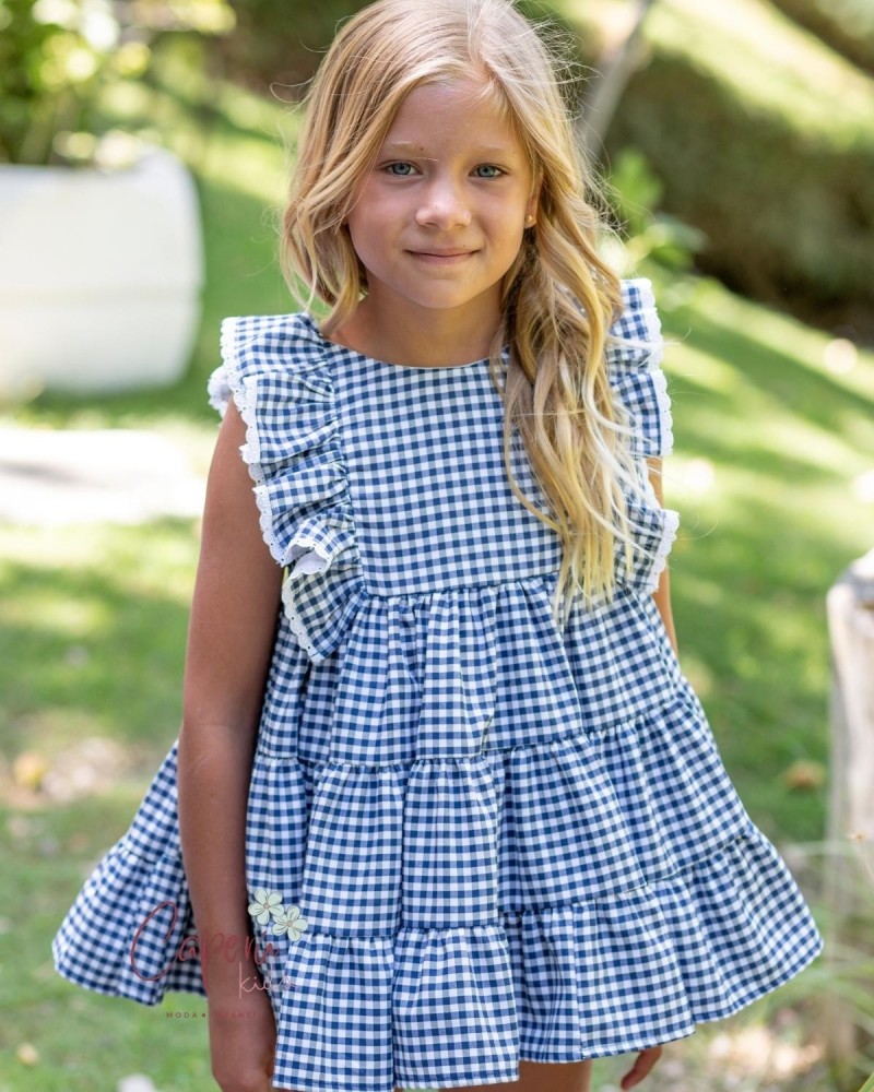 LA MARTINICA TIENDA Vestido Vichy Azul Frambuesa Boétie Kids