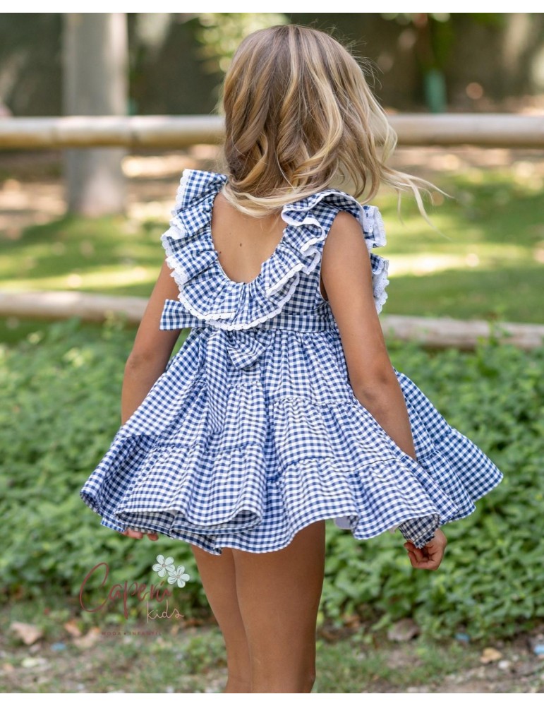 LA MARTINICA TIENDA Vestido Vichy Azul Frambuesa Boétie Kids