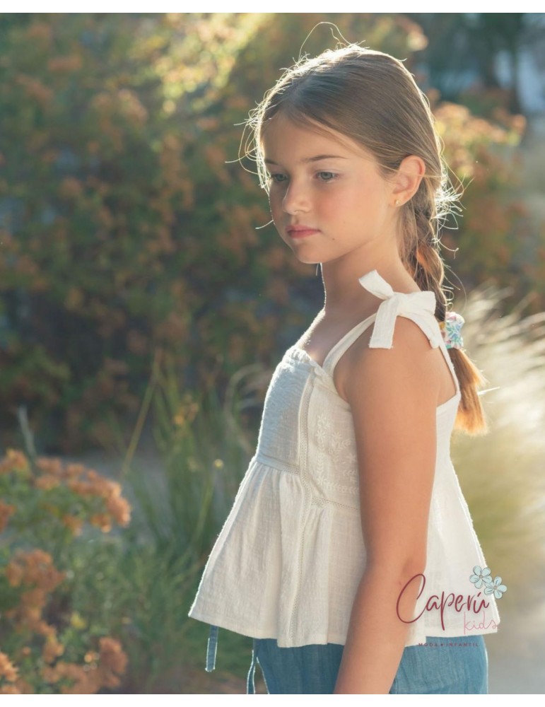 MI CANESÚ TIENDA Top Bordados Blanco Mi Canesú