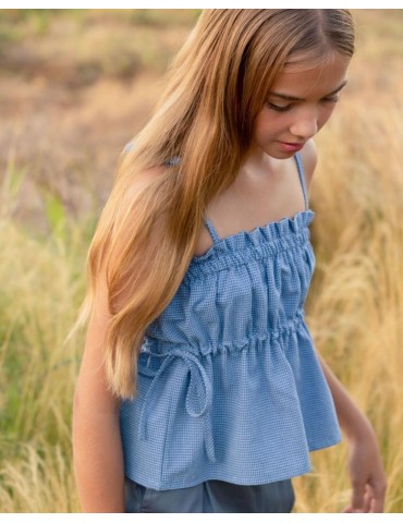 MI CANESÚ TIENDA Top Cintas Minivichy Añil Mi Canesú