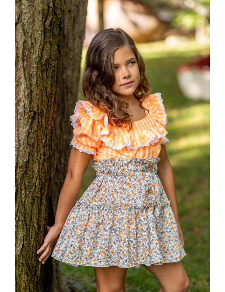 OUTLET DE VERANO Falda Ivette Rayas Flúor Bóetie Kids