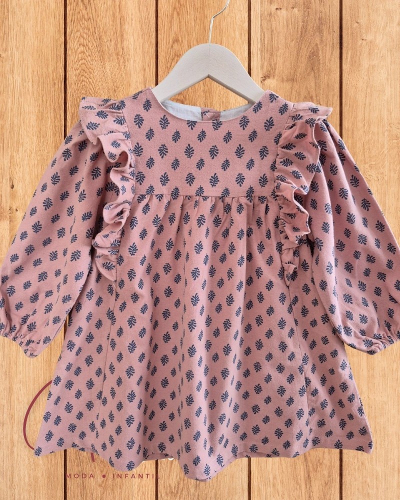 Vestido de Niña Hojas Rosa Dadati