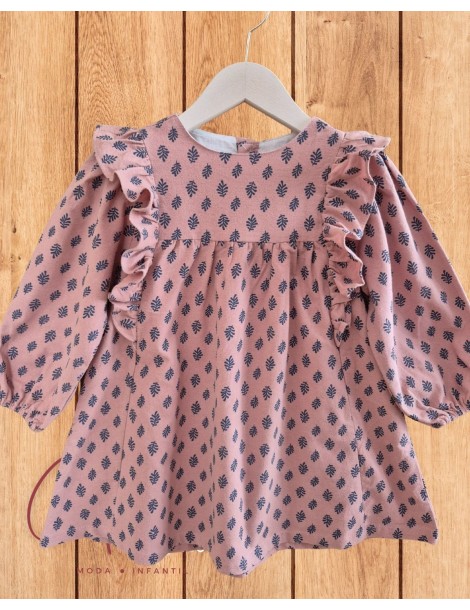 Vestido de Niña Hojas Rosa Dadati