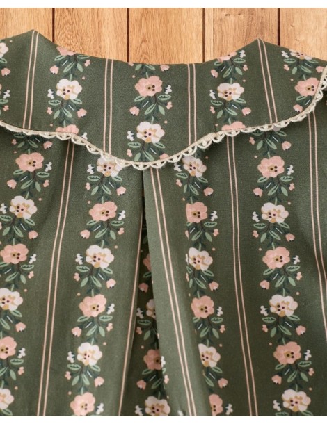 Camisa Pétalos Raya Flor Verde Musgo Mi Canesú