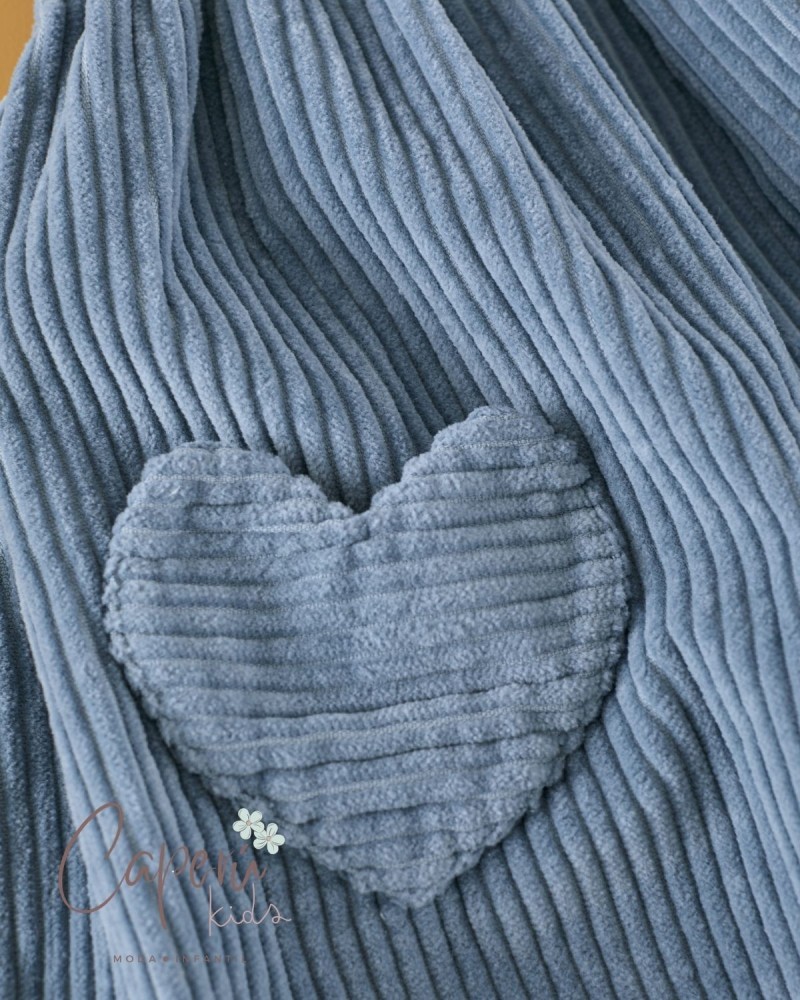 Pichi Corazones Pana Azul Acero Mi Canesú