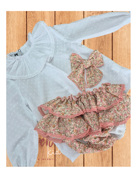 Conjunto Caperucita Completo Blusa Blanca La Martinica