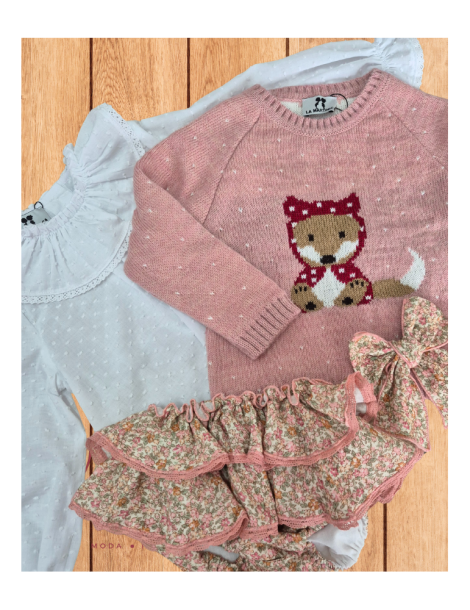 Conjunto Caperucita Completo Blusa Blanca La Martinica
