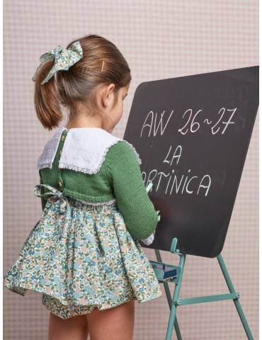 Conjunto 3 Piezas Ranita Flores Olivo La Martinica | Caperú Kids