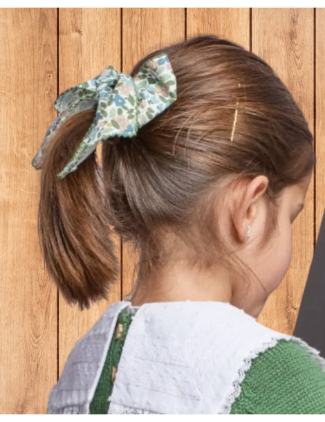 Lazo Mediano Flores Olivo La Martinica | Accesorios Pelo