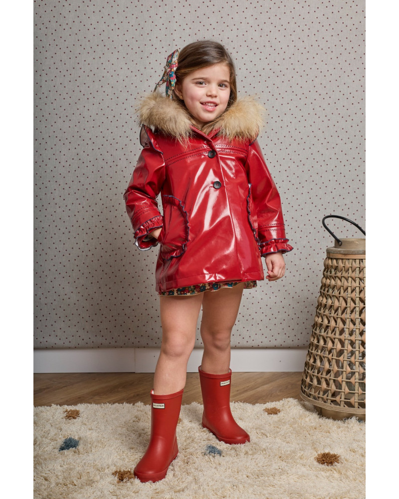 Abrigo Rojo y Marino Charol Canesú Pelo La Martinica | Ropa Infantil