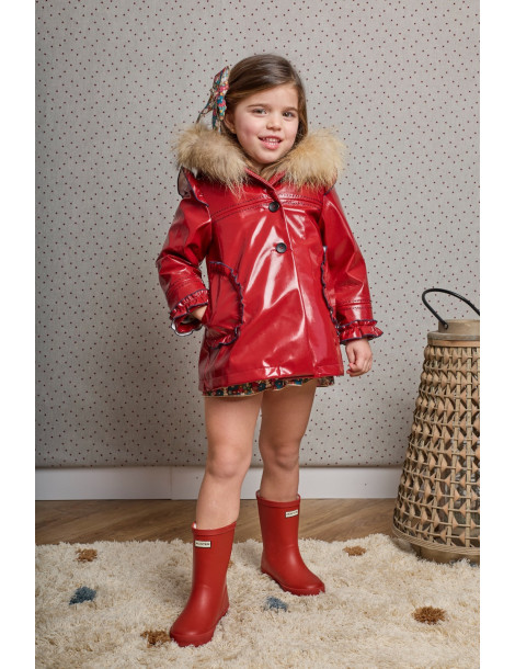 Abrigo Rojo y Marino Charol Canesú Pelo La Martinica | Ropa Infantil