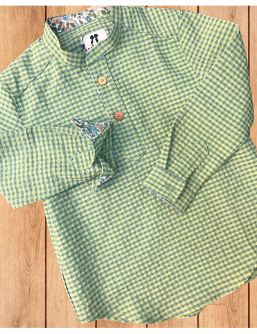 Camisa Niño Mao Cuadros Olivo La Martinica | Moda Infantil