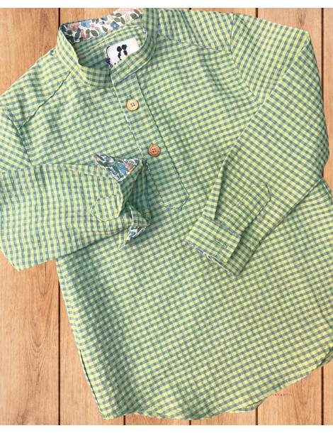 Camisa Niño Mao Cuadros Olivo La Martinica | Moda Infantil