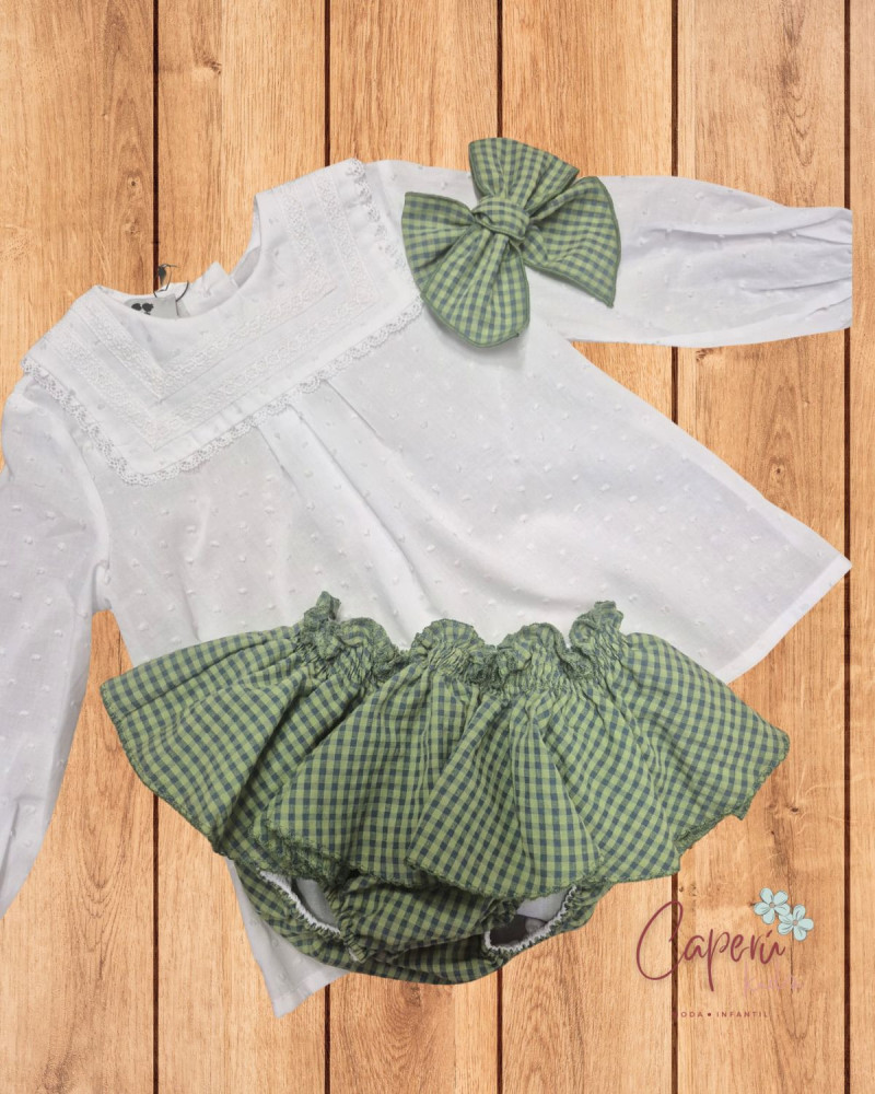 Conjunto Olivo Entredós Niña La Martinica | Caperú Kids
