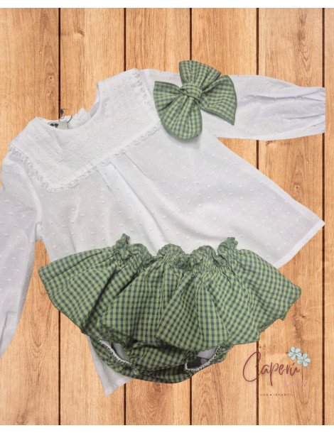 Conjunto Olivo Entredós Niña La Martinica | Caperú Kids