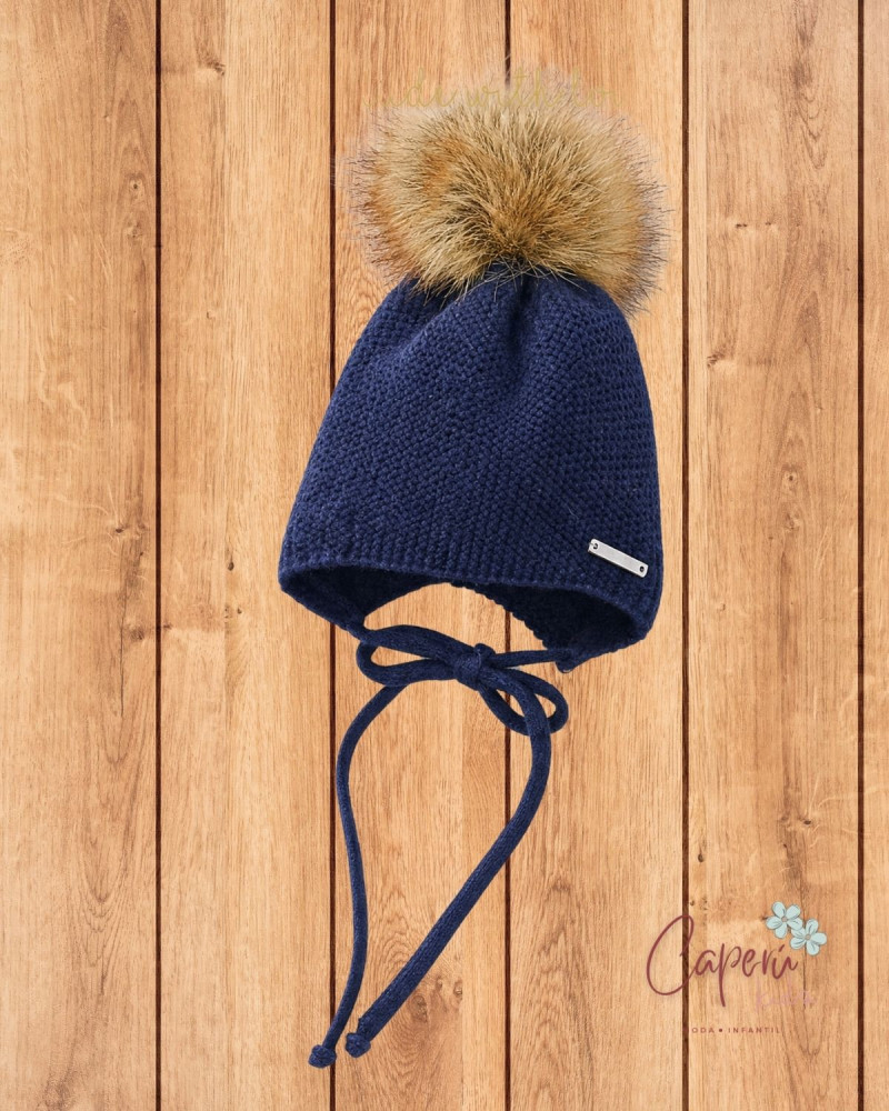 Gorro Pompón Marino Pelo Marrón Pangasa | Caperú Kids