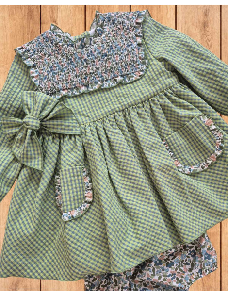 Conjunto 3 Piezas Jesusito Cuadros Olivo La Martinica | Moda Bebé