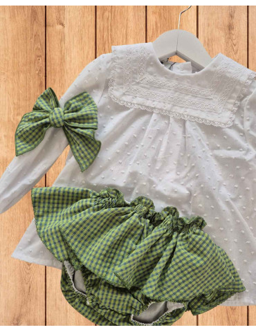 Conjunto Olivo Entredós Niña La Martinica | Caperú Kids