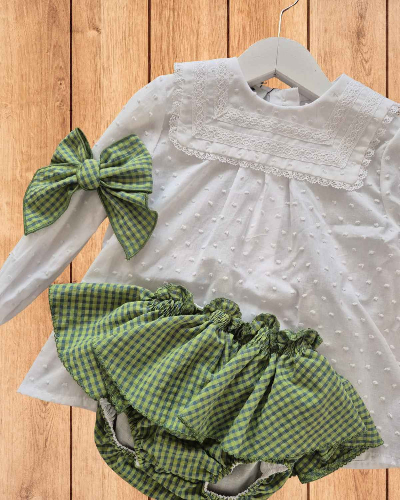 Conjunto Olivo Entredós Niña La Martinica | Caperú Kids