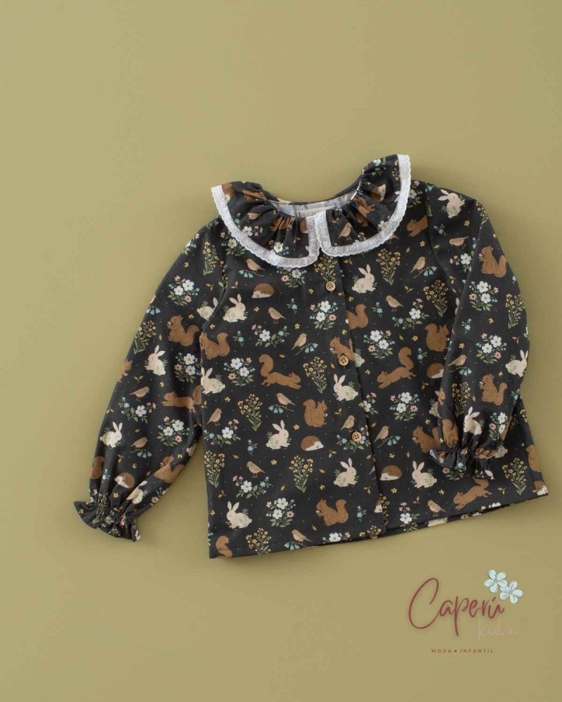 Moda Infantil: Camisa Litte Cottage Cuello Volante