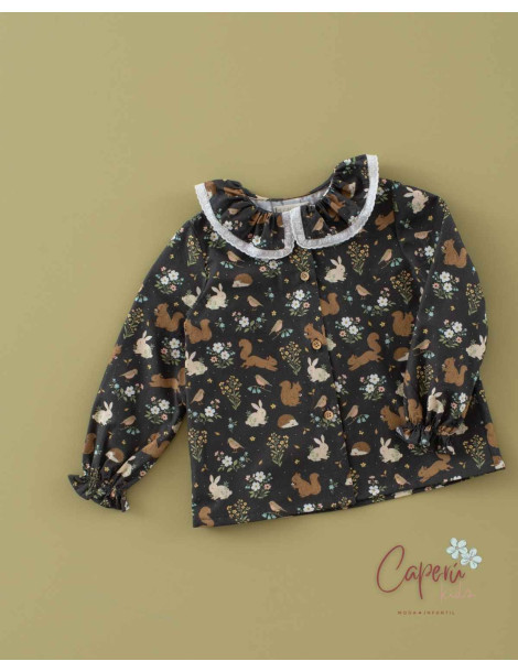 Moda Infantil: Camisa Litte Cottage Cuello Volante