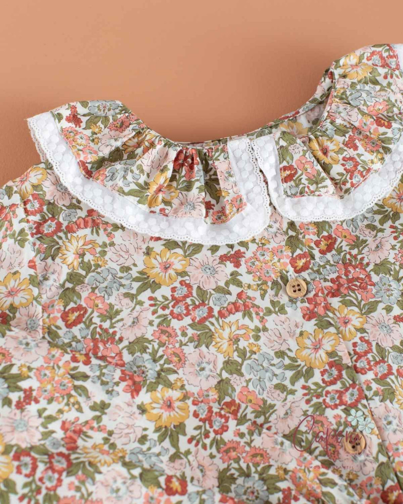 Camisa Cuello Volante Liberty Honey Dew - Mi Canesú
