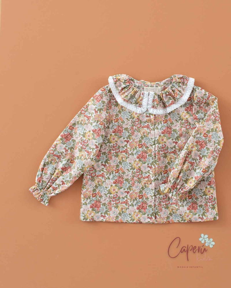 Camisa Cuello Volante Liberty Honey Dew Mi Canesú