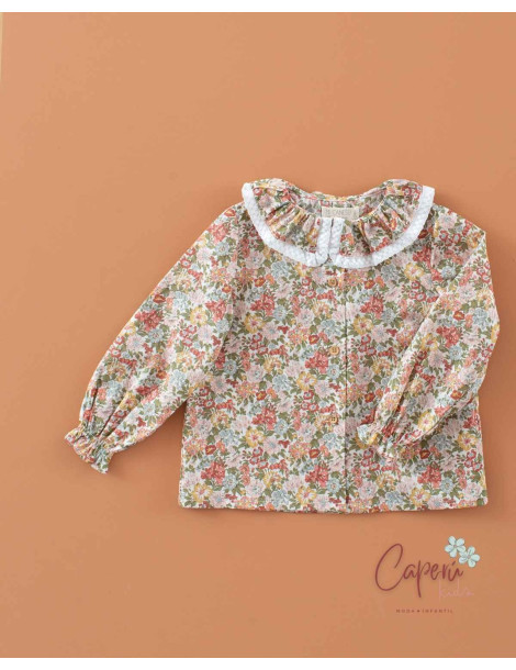 Camisa Cuello Volante Liberty Honey Dew Mi Canesú