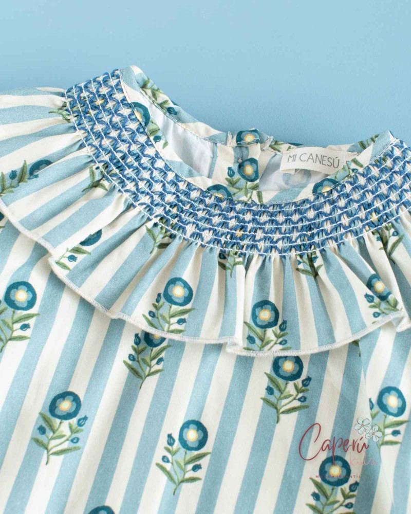 Blusa Rayas Flor de Té | Mi Canesú - Caperú Kids