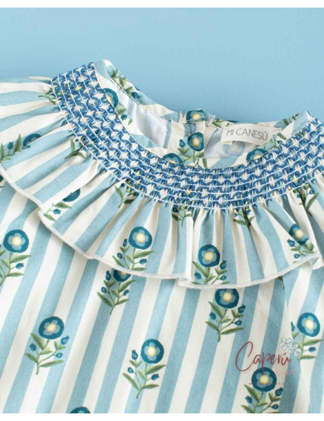 Blusa Rayas Flor de Té | Mi Canesú - Caperú Kids