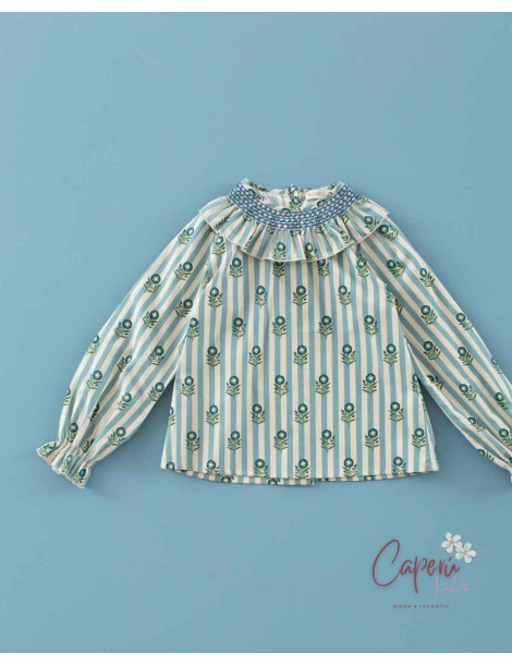 Blusa Rayas Flor de Té Mi Canesú