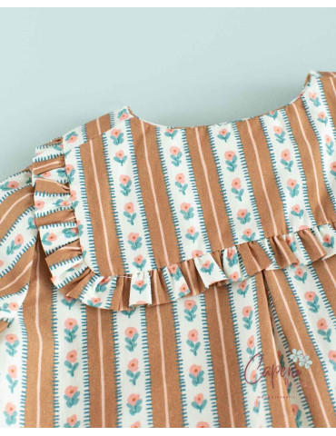 Camisa Marinera Rayas Flor Tofee Mi Canesú 2