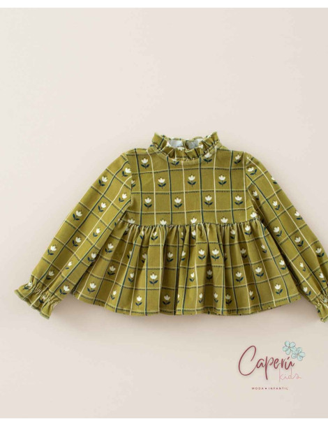 Blusa Peplum Pana Cuadro Tulipe Mi Canesú