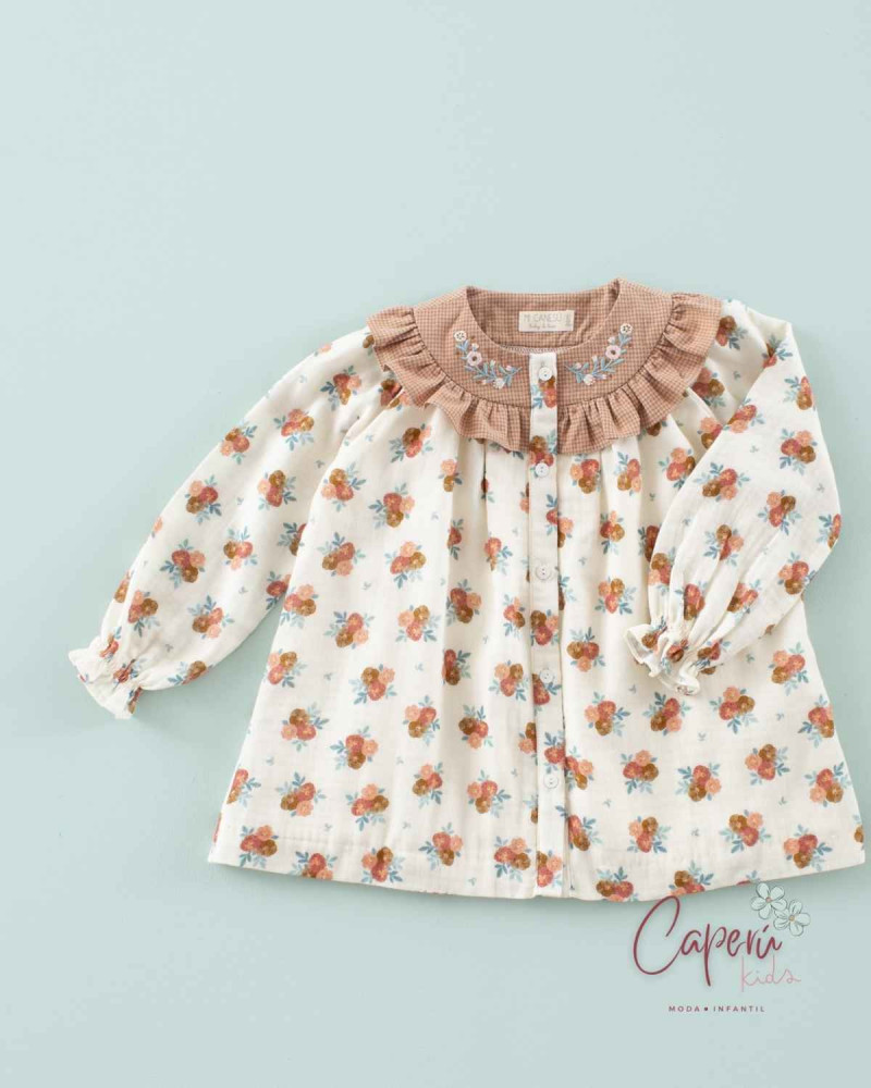 Vestido Bordado Gasa Cozy Flowers Mi Canesú