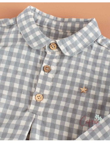 Mi Canesú Camisa Niño Vichy Ceniza Original 2