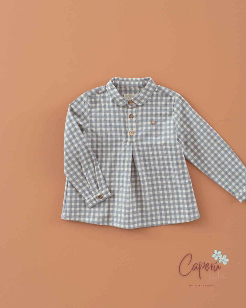 Mi Canesú Camisa Niño Vichy Ceniza Original