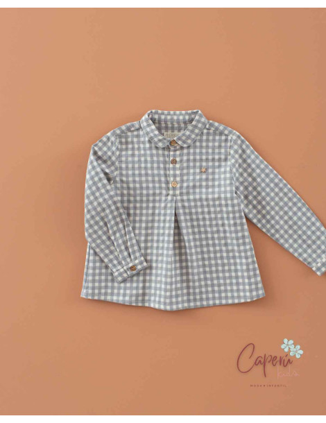 Mi Canesú Camisa Niño Vichy Ceniza Original