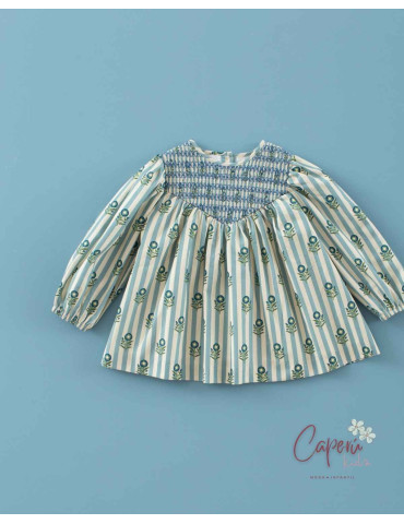 Comprar Vestido Rayas Flor de Té Mi Canesú | Caperú Kids