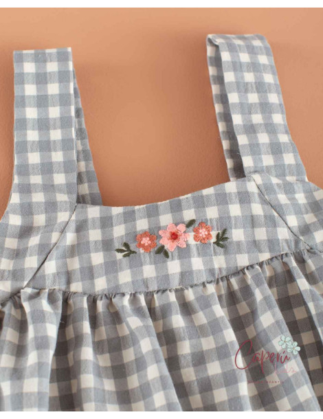 Comprar Pichi Bordados Vichy Ceniza Mi Canesú