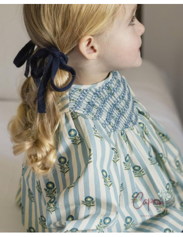 Comprar Vestido Rayas Flor de Té Mi Canesú | Caperú Kids