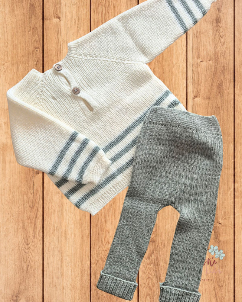 Jubón Crudo Raya Verde y Pantalón Condor