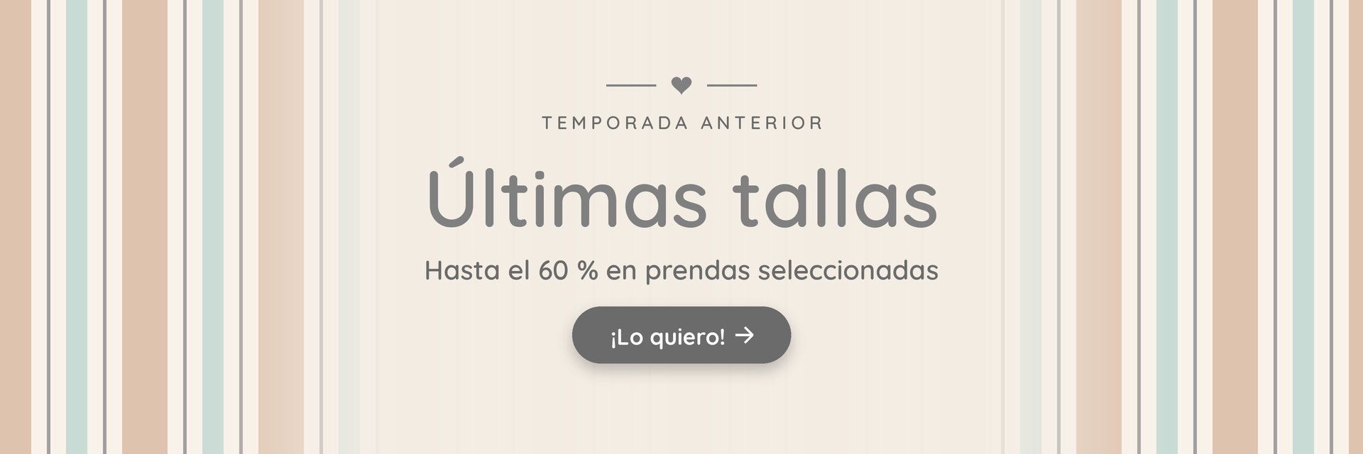 Últimas tallas de ropa infantil de temporada anterior con hasta el 60 % de descuento.